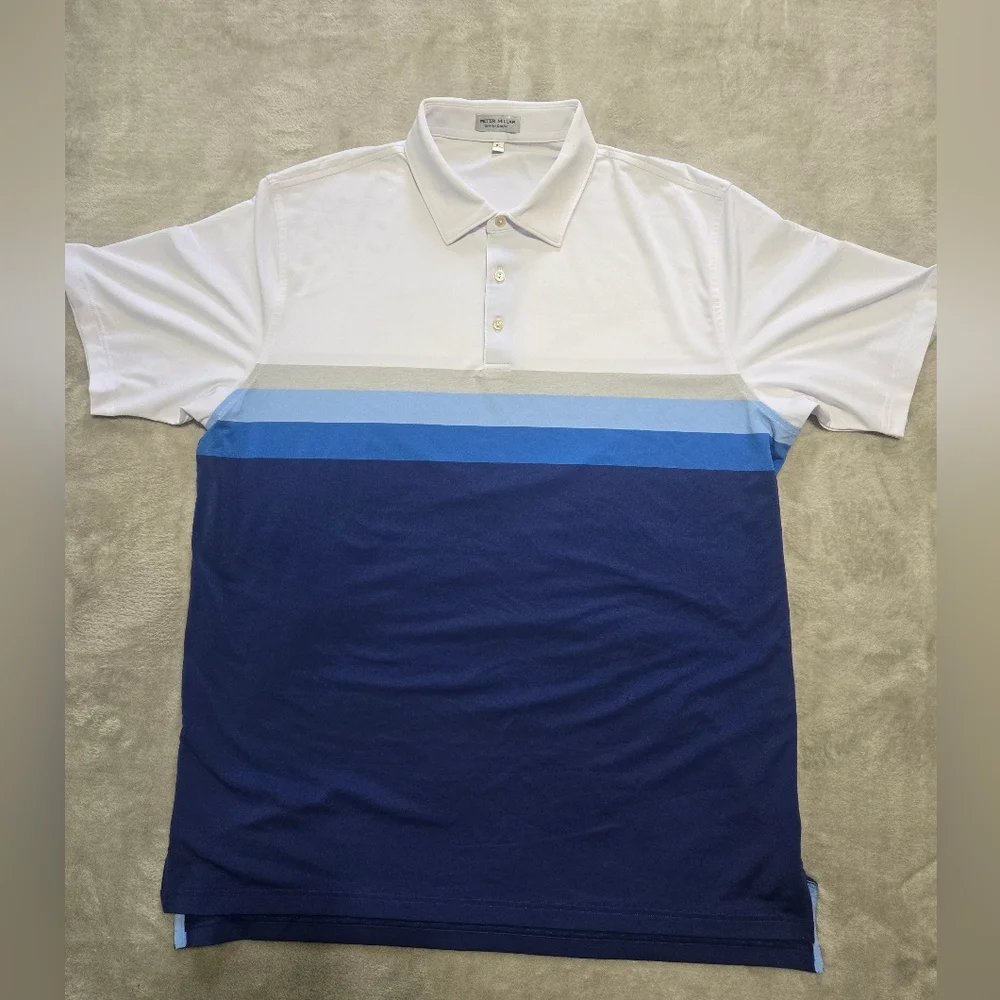 Peter Millar Summer Comfort Golf Polo Sz XL 92% Polyester 8% Spandex Striped - Picture 1 of 8